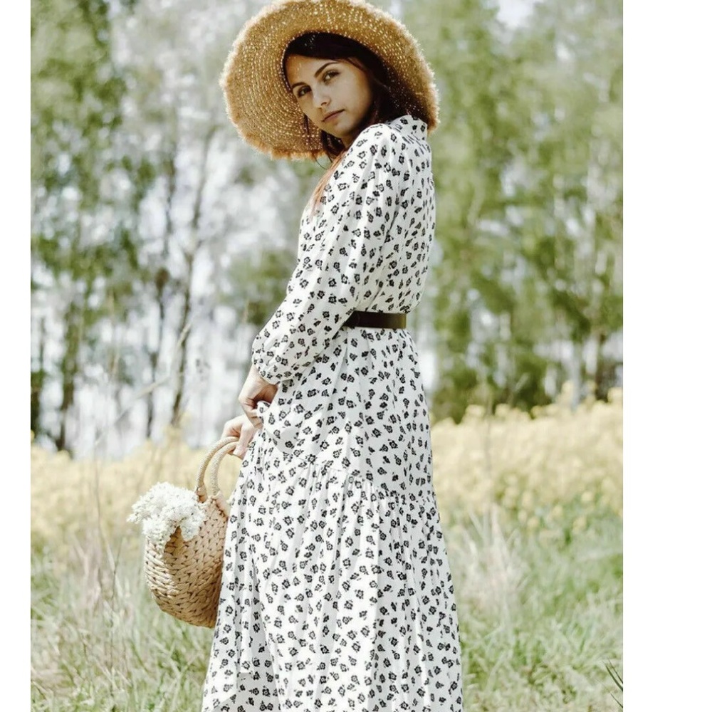 Zara Black and White Midi Dress